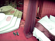 情趣酒店TP素质眼镜男和逼毛很性感的女同事各种体位姿势激情啪啪